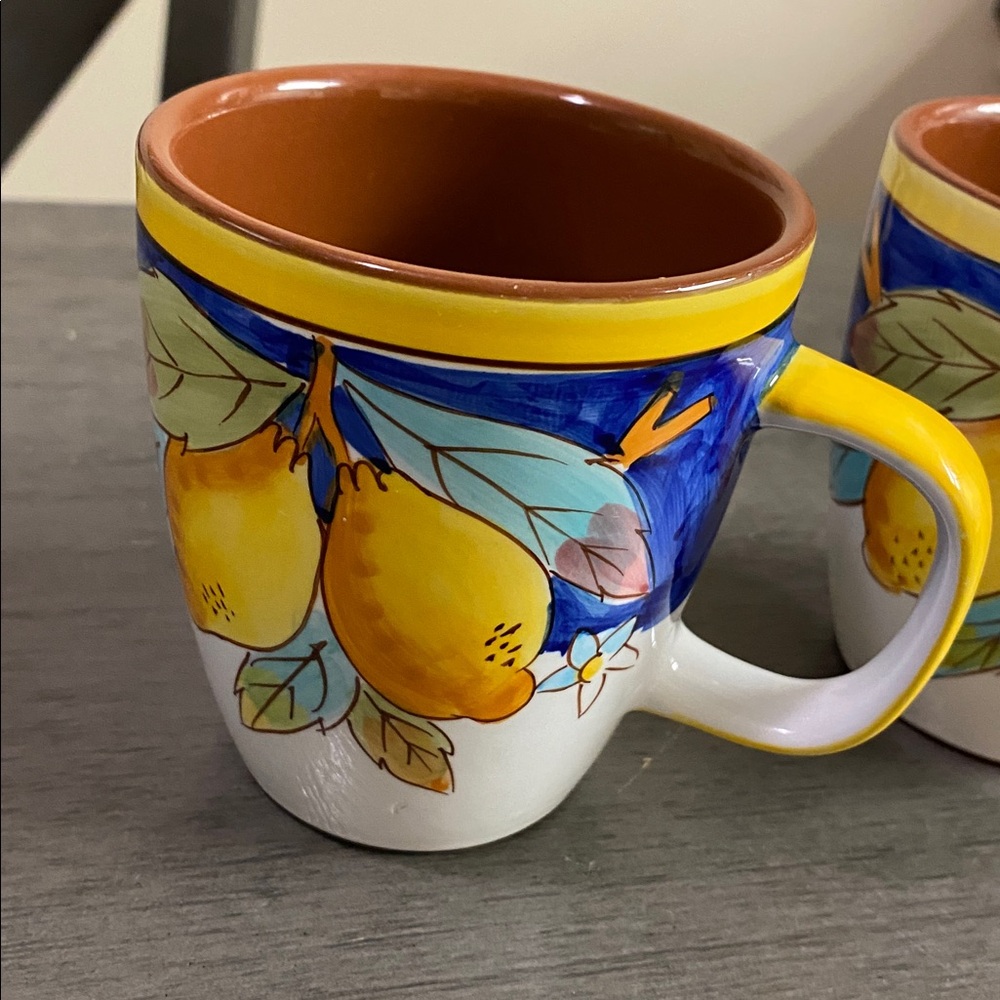 Baum Bros Lemons on Blue Collection Design Mugs Set